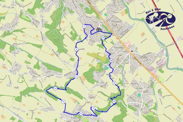 plan parcours run & bike pechabou avec bornes kilométriques sens